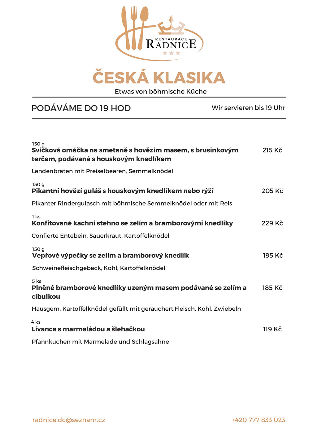 JÍDELNÍ LÍSTEK RADNICE DĚČÍN