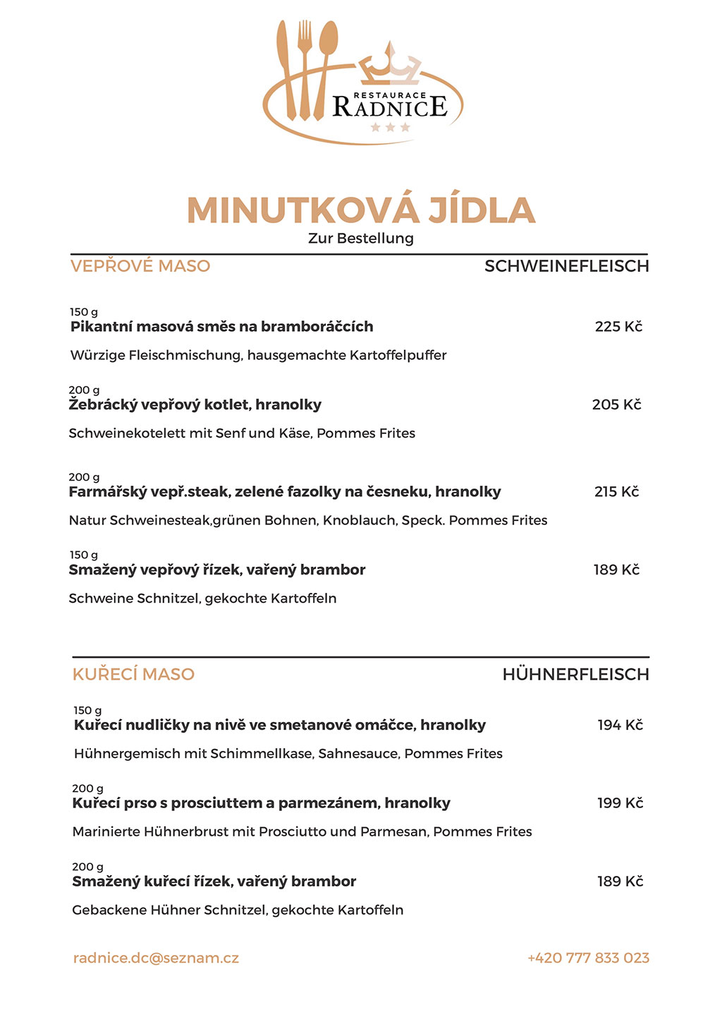 JÍDELNÍ LÍSTEK RADNICE DĚČÍN