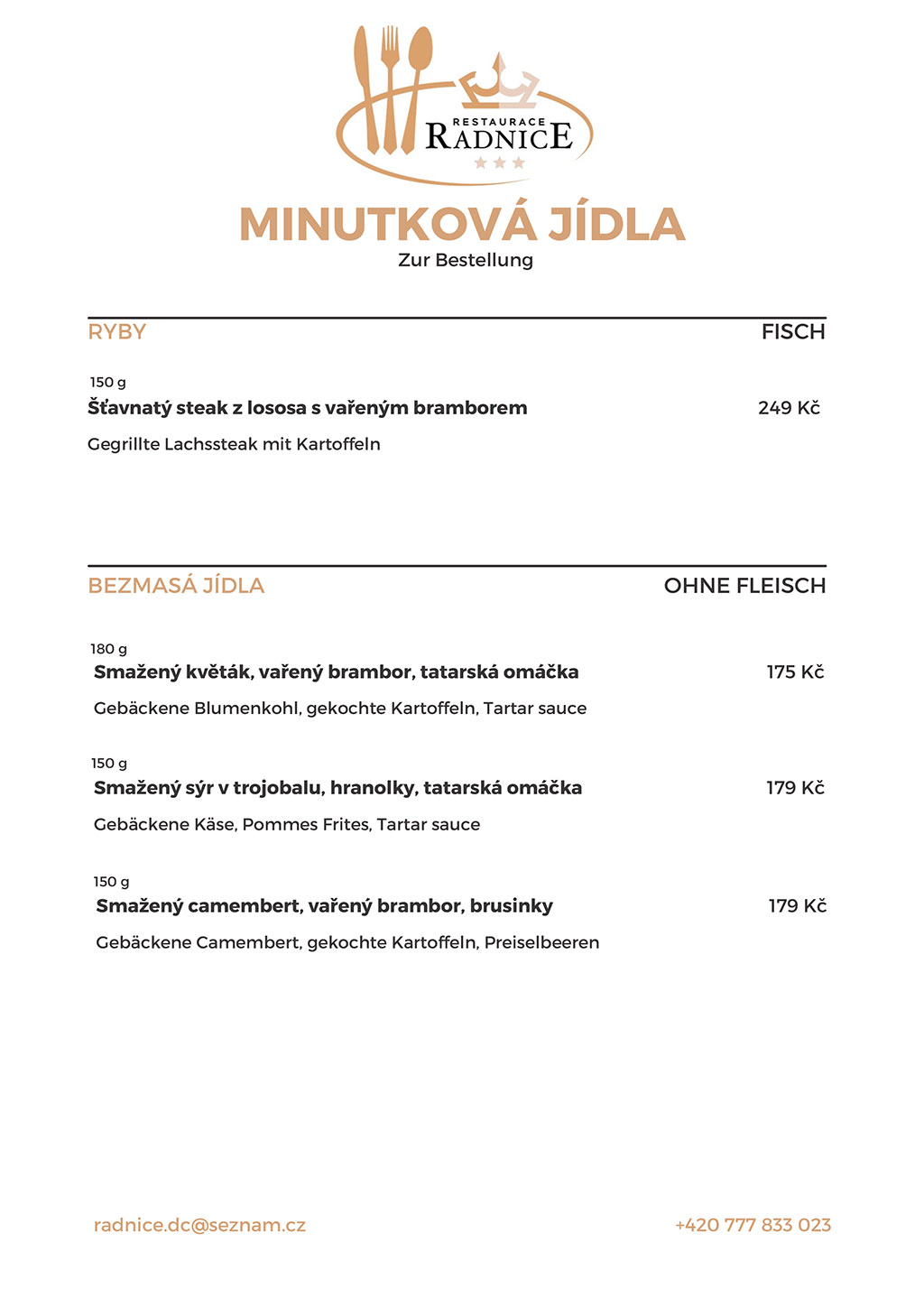 JÍDELNÍ LÍSTEK RADNICE DĚČÍN