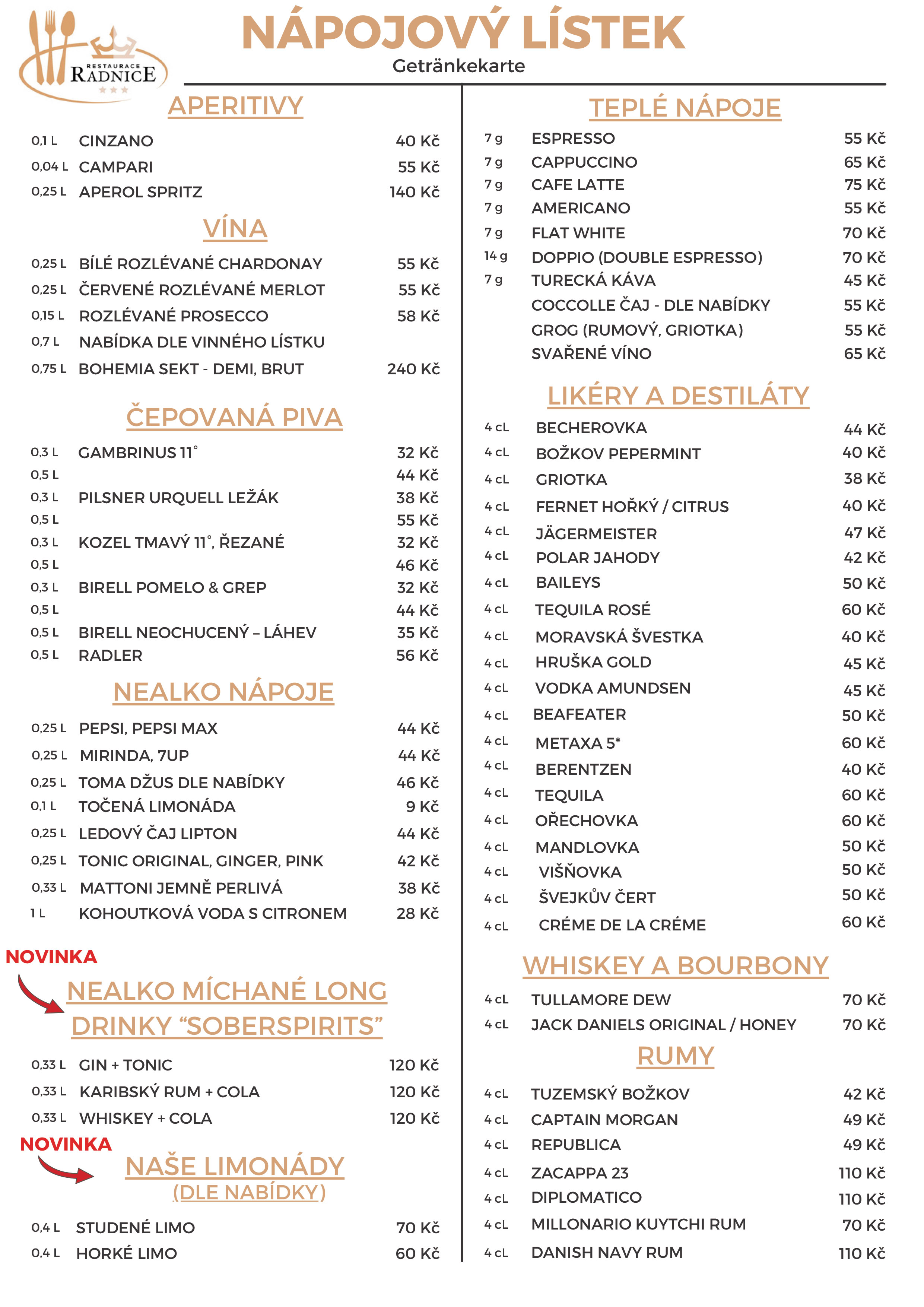 NÁPOJOVÝ LÍSTEK RADNICE DĚČÍN